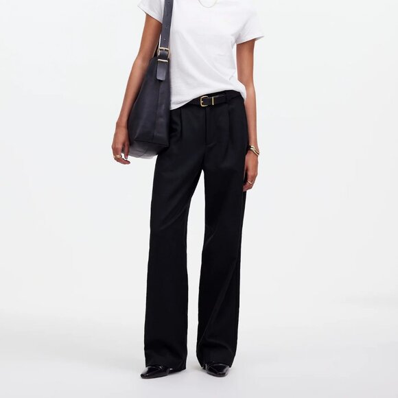 Madewell Pants - NWT Madewell Petite Slouchy Straight Pants in Drapey Twill Black 8P